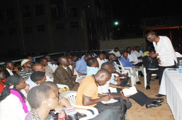 Prof Edward Kakonge addressing youth members of Pan African Club