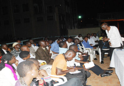 Prof Edward Kakonge addressing youth members of Pan African Club